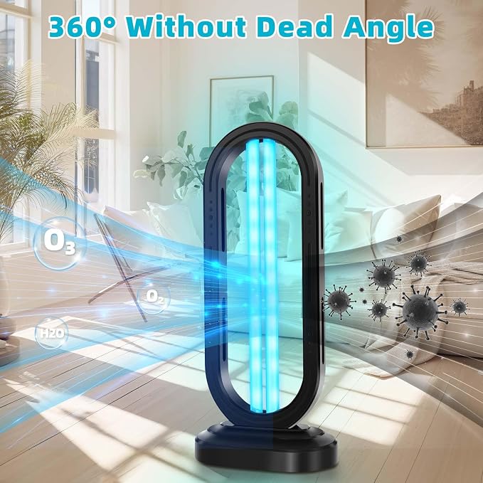Feefir UV Light Sanitizer,UVC Home Disinfection Device 4-Speed Timing and Remote Control,UVO Light,UV Lamp for Whole Room