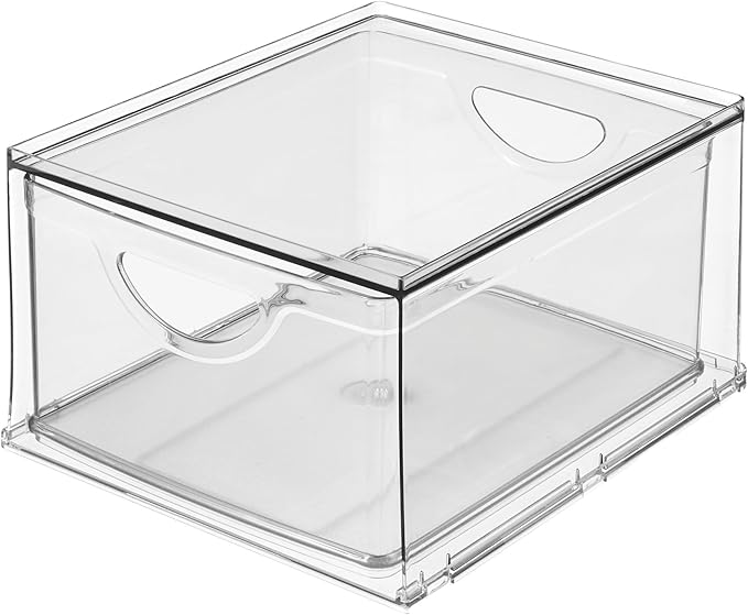 iDesign Stackable Storage Drawer for Fridge, Pantry, or Under Sinks, Set of 2, Clear, Made in USA