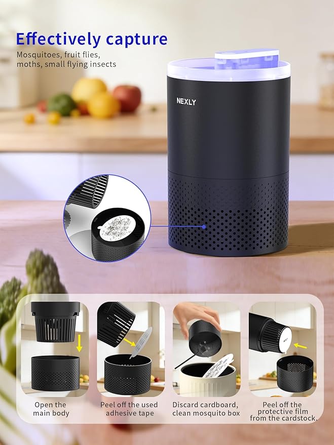 NEXLY MK029 Bug Zapper Trap Indoor in Home Mosquito Zapper Mosquito Killer Fruit Fly Traps Flying Insects Zappers Gnats House Energy Conservation UVA Zapper for Bedroom Livingroom Kitchen Basement