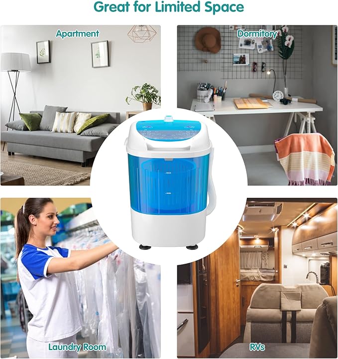 5.5lbs Mini Washing Machine w/Spin Dryer, Portable Clothing Washer Single Tub Washing Machine, Compact Laundry Washer Machine w/Cycle Basket and Drain Hose