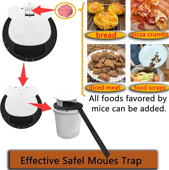 3 Packs Mouse Bucket Trap,Automatic Reset Flip and Slide Mouse Traps, Humane Rats Trap Indoor and Outdoor Use, Practical Tool for Catching Mice (3 Pack, White)