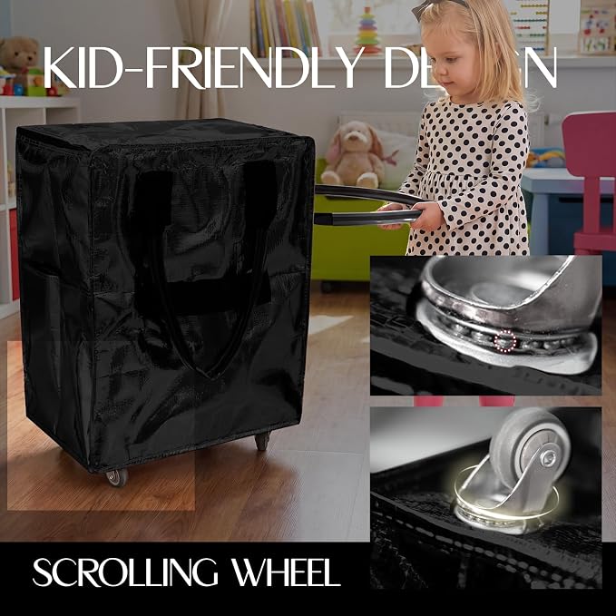 Rolling Tote Bag with Wheels Reusable Grocery Bags on Wheels for Laundry Camping Moving Waterproof