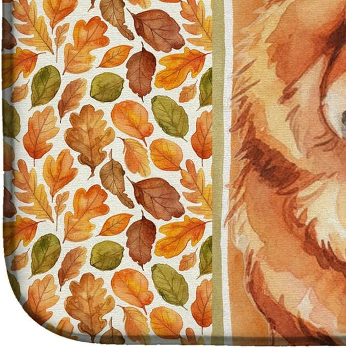 Caroline's Treasures Red Chow Chow Heirloom Fall Dish Drying Mat Absorbent Dish Drying Mat Pad for Kitchen Counter Dish Drainer Mat for Countertop, 14 x 21", Multicolor