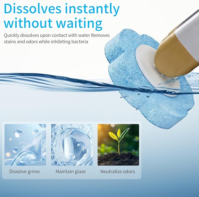 Disposable Toilet Brush with 48 Replacement Heads, Wall-Mounted Toilet Brush, Suitable for Cleaning Toilet Bowls, bathtubs, Bathroom Floors and Other Surfaces (Refill Heads with Built-in Cleaner)