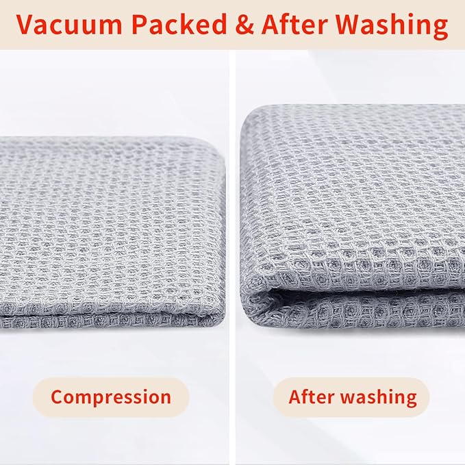 Homaxy 100% Cotton Waffle Weave Kitchen Dish Towels, Ultra Soft Absorbent Quick Drying Cleaning Towel, 13 x 28 Inches, 18-Pack, Light Gray