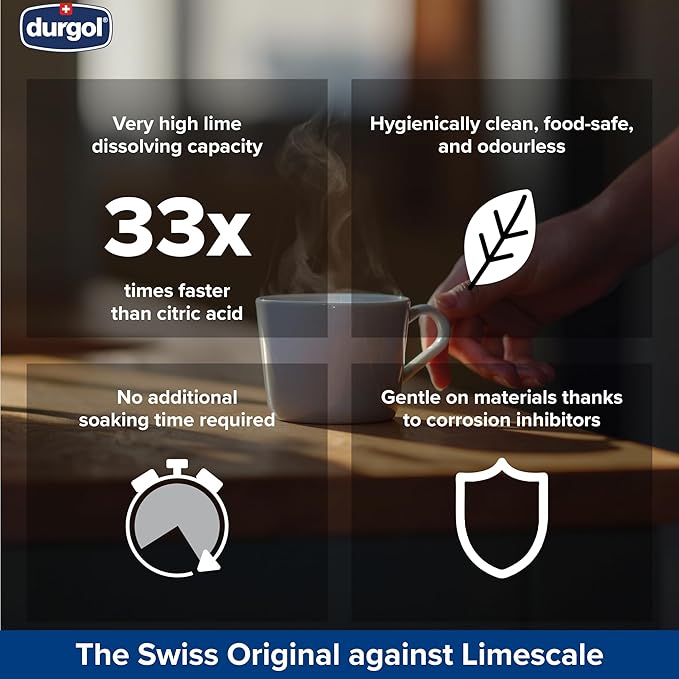 Durgol Swiss Espresso, Descaler and Decalcifier for All Brands of Espresso Machines and Coffee Makers, 4.2 Fluid Ounces (Pack of 2) Espresso Machine and Coffee Maker Cleaning Tablets, 10 ct