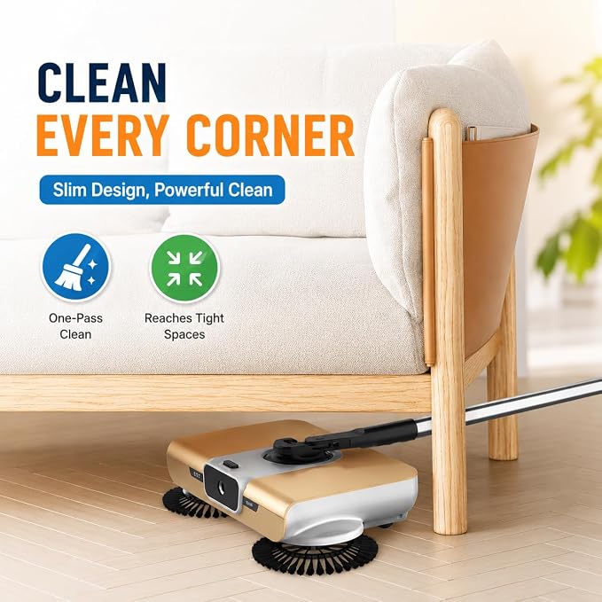 Hand Push Floor Sweeper and Dustpan Set, Magic Broom for Home Floor Cleaning, Easy-to-Use Upright Mop and Sweeping Tool