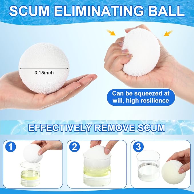 Qualirey 1 Set Solar Pool Ionizer Floating Water Cleaner and Purifier, Kill Algae in Pool, 85% Less Cl, with 4 Pcs Eliminating Ball for Fresh and Salt Water Pools Spas, Reusable (White)