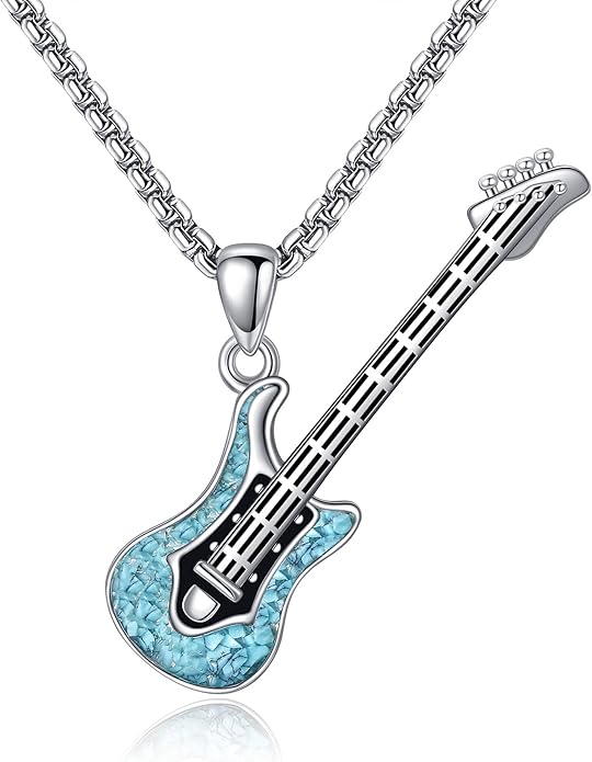 Music Necklace Sterling Silver Turquoise Music Pendant Necklace Music Lovers Jewelry Gifts for Women Girls