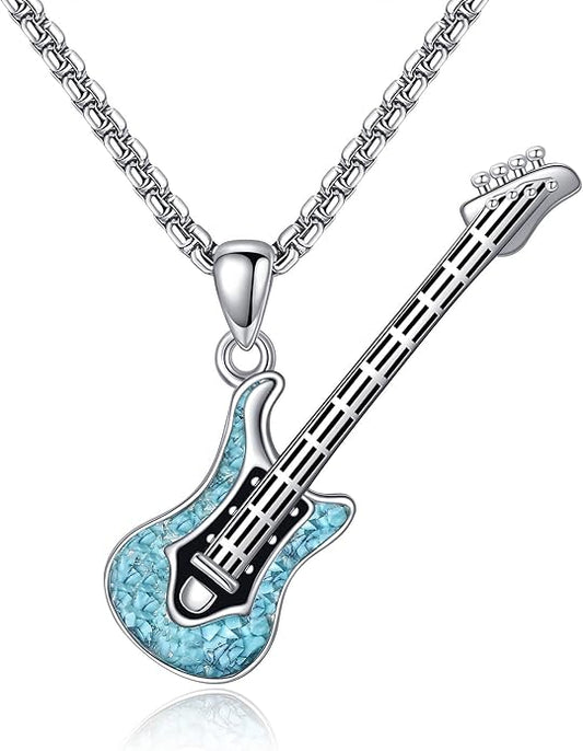 Music Necklace Sterling Silver Turquoise Music Pendant Necklace Music Lovers Jewelry Gifts for Women Girls