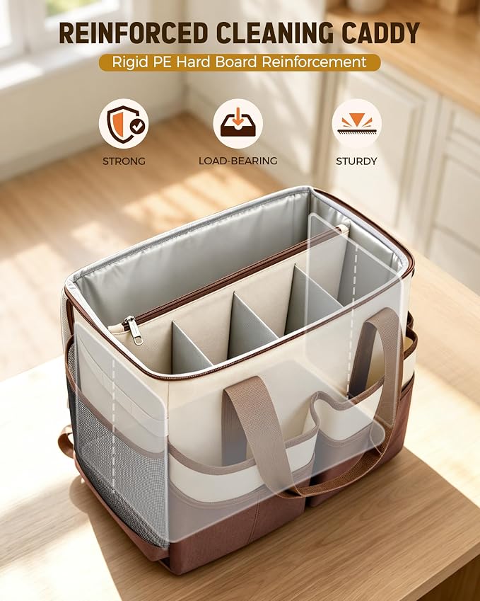 Ytonet Large Cleaning Caddy with 4 Spinner Wheels, Wearable Rolling Cleaning Caddy Bag with Cleaning Apron, Detachable Trolley Portable Cleaning Supplies Organizer Cart for Housekeepers, Car, Tool