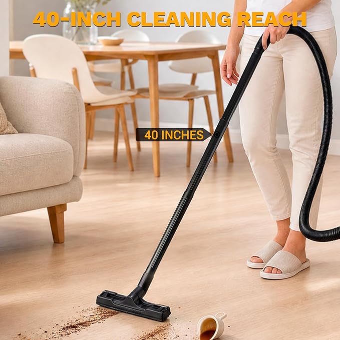 DEKOPRO Shop Vacuum Wet and Dry:4-Gallon 3 Peak HP Portable Shop Vac, Car Vacuum with 6Ft Hose, 10 Ft Cord, Wet Dry Vacuum Cleaner with Filter and Brush Accessories for Homes, Pets, and Cars