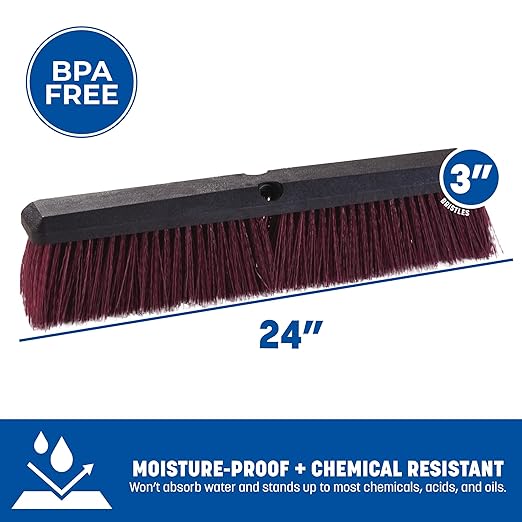 SPARTA Flo-Pac Plastic Heavy Sweep with Stiff Bristles for Cleaning, 24 Inches, Black
