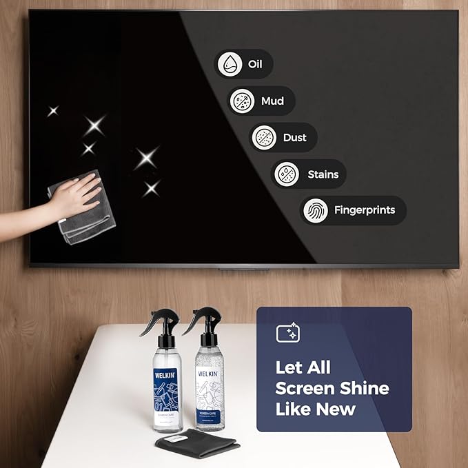 CLICK CLEAN Screen Cleaner Kit - 1 X Screen Cleaner for All Phones, Laptop and Tablet Screens, 1 X Cleaning Mist, 1 X Cleaning Gel, 1 Microfiber Cloth and 1 Glass Wipe Included