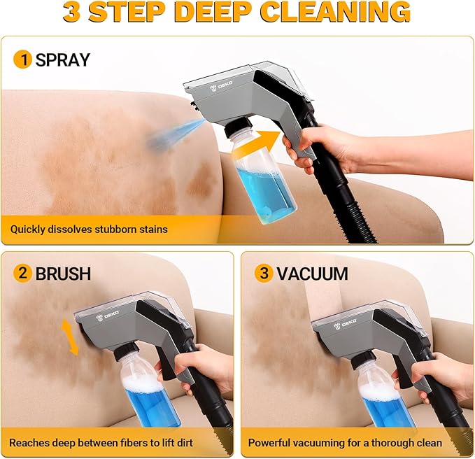 DEKOPRO Shop Vacuum Wet and Dry:4-Gallon 3 Peak HP Portable Shop Vac, Car Vacuum with 6Ft Hose, 10 Ft Cord, Wet Dry Vacuum Cleaner with Filter and Brush Accessories for Homes, Pets, and Cars