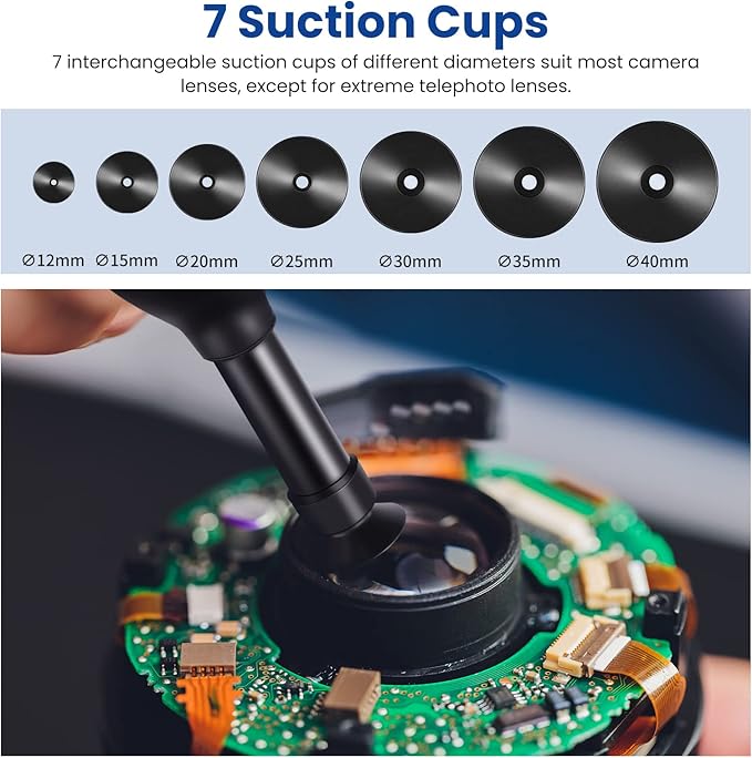 NEEWER 8-in-1 Lens Sucker Kit, IC Pick Up Vacuum Suction Pen with 7 Interchangeable Suction Cups Lens Repair Tool for Repair and Cleaning, Watches, and Electronic Components