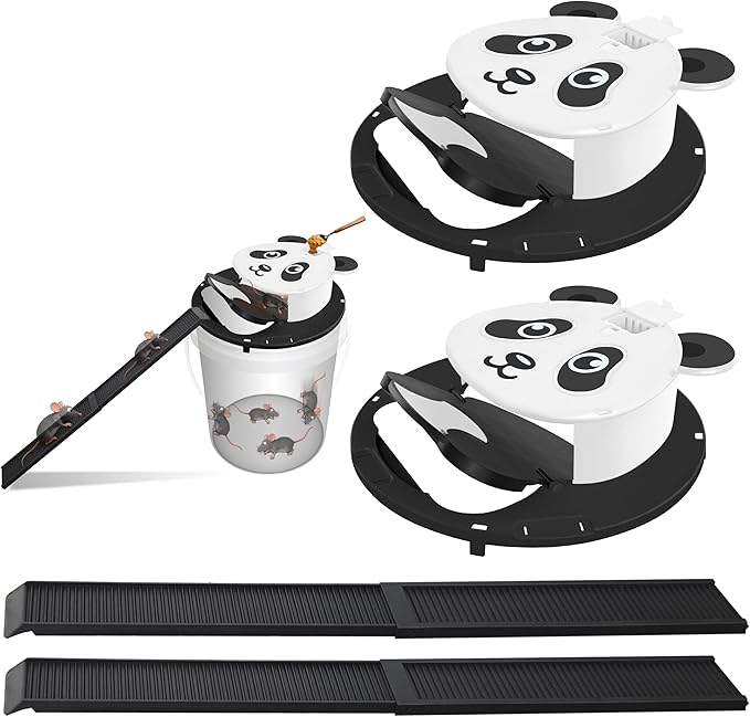 2 Packs Mouse Traps Bucket,Automatic Reset Flip Lid Humane Mouse Trap-Multi-Catch Rat Traps Outdoor&Indoor Home Use-Reusable Mice Catching Tool -2Packs, White