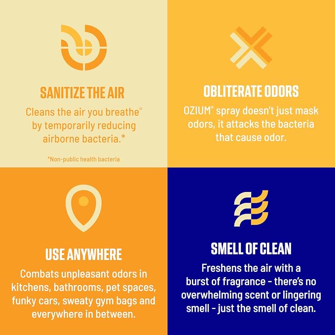 Ozium Air Sanitizer Spray - Room Odor Eliminator for Home, Car, and Office - Citrus - 8 oz Can - 6 Pack