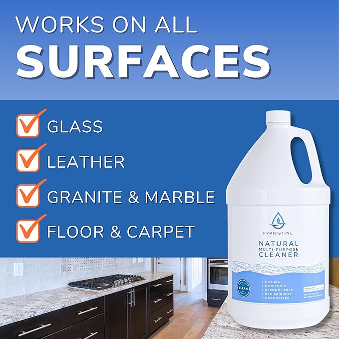 HYPRISTINE Natural Multipurpose Surface Cleaner, 128 fluid Ounce Bottle, 4 Pack