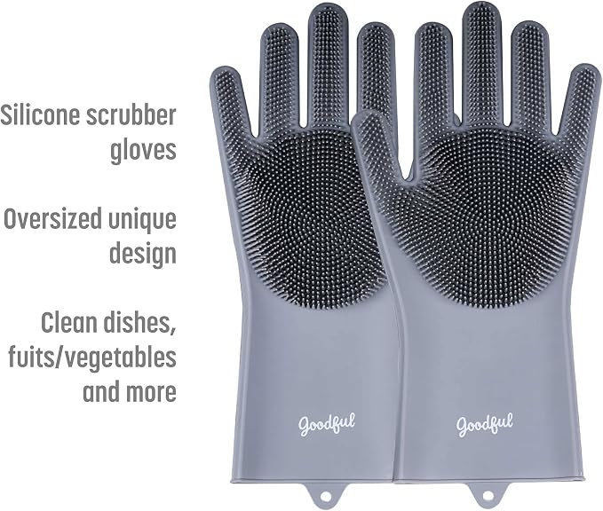 Goodful Silicone Kitchen Rubber Gloves, Oversized, Reusable, Waterproof