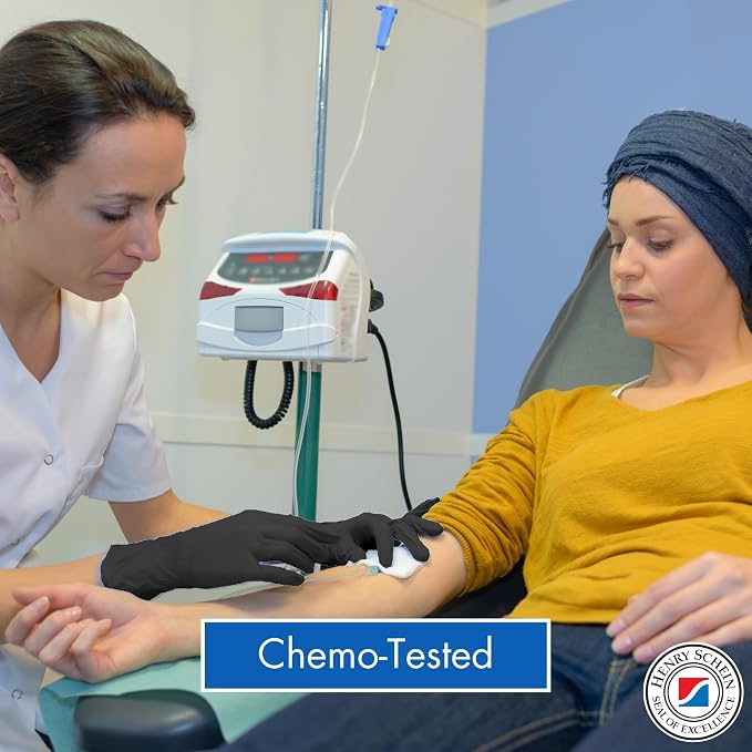 Henry Schein Criterion N200 Black Nitrile Exam Gloves – Latex-Free, Powder-Free, Chemo & Fentanyl-Tested, Textured Fingertips