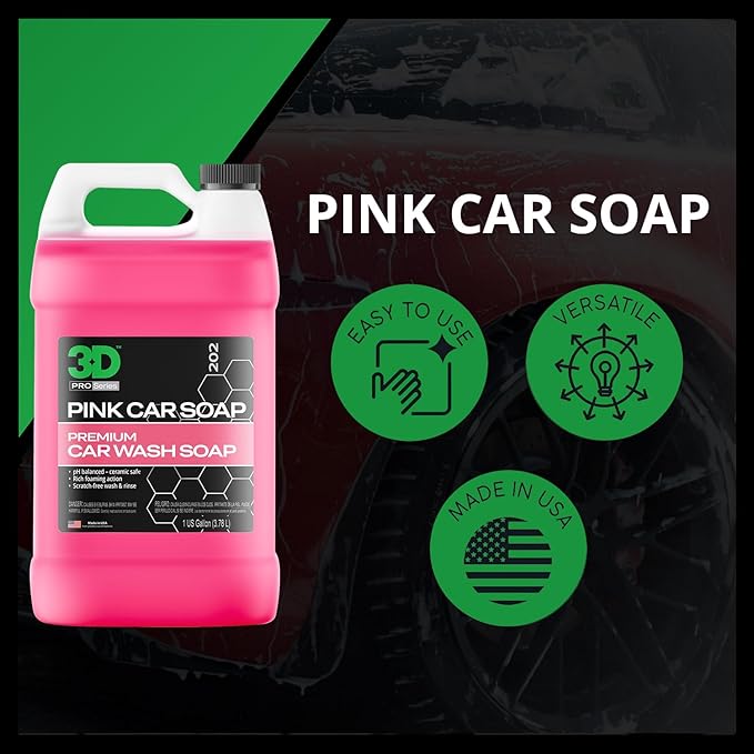 3D Bug Remover + Pink Car Soap – Exterior Cleaner & pH Balanced Car Wash Combo – 1 Gallon Each