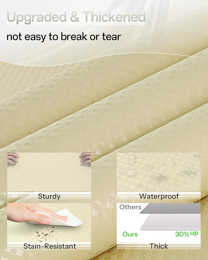 Shelf and Drawer Liner for Kitchen Cabinet, Non-Adhesive 24in x 360in Waterproof Contact Paper Refrigerator Liners Thickened Durable EVA Material Non Slip Mat for Dresser Cupboard Pantry Protector