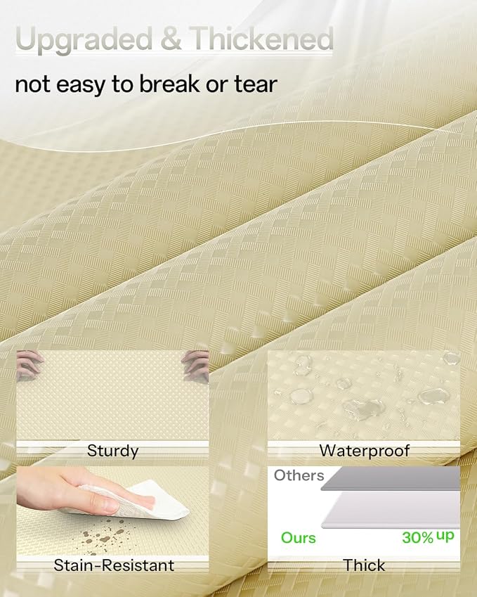 Shelf and Drawer Liner for Kitchen Cabinet, Non-Adhesive 12in x 360in Waterproof Contact Paper Refrigerator Liners Thickened Durable EVA Material Non Slip Mat for Dresser Cupboard Pantry Protector