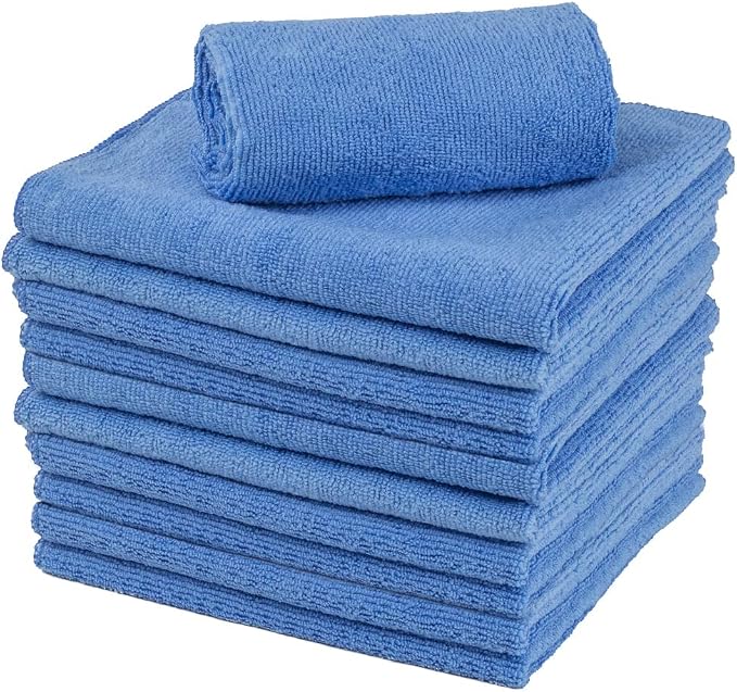 Restaurantware Clean Tek Professional 16 x 16 Inch Cleaning Cloths 100 Lint Free Microfiber Towels - Highly Absorbent Non Abrasive Blue Microfiber Cleaning Rags Reusable For All Purpose Use