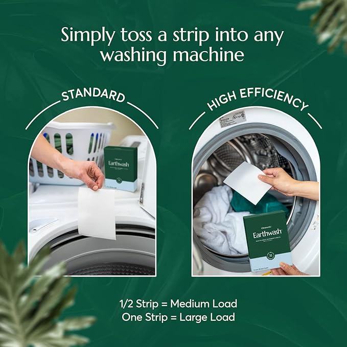 earthwash Laundry Sheets, Ocean Breeze (32 Loads), The Perfect Hypoallergenic Plastic Free Detergent Strips, Ideal for TravelHome. Biodegradable-Easy Dissolve, True Eco-Wash, 32 Count (Pack of 1)