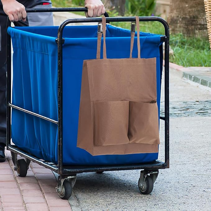 OUNONA Janitorial Cart Bag 2-Pack 17.71 X 15.74 X 15.74 Inch Cleaning Cart Trash Collection Replacement Bags with Secure Fastening for Housekeeping and Janitorial Use