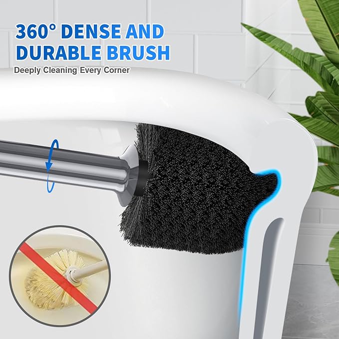 LOVLOY Toilet Plunger and Brush,2 Pack Bowl Brush and Heavy Duty Toilet Plunger Set with Ventilated Holder, 2-in-1 Toilet Brush and Plunger Combo for 5.3-inch Toilet DrainBathroom Cleaning