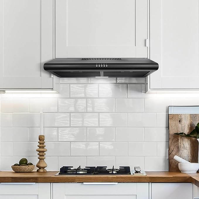 COSMO COS-5MU30-BK 30 in. Delta Collection Ducted Under Cabinet Range Hood, Button Controls, Reusable Filters, LED Lights in Matte Black