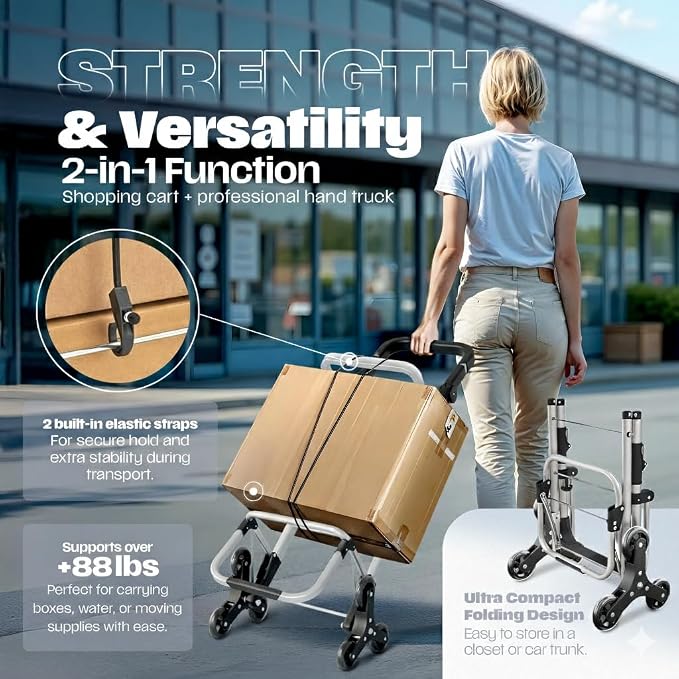 Folding Cart With Wheels Waterproof 88 lb, Phone Support & Elastic Ropes for Grocery Shopping – Grocery Cart On Wheels Foldable - Carts With Wheels For Groceries, Shopping Carts For Groceries Foldable