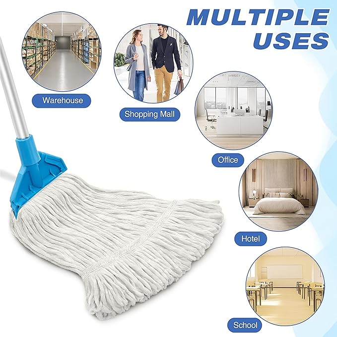 10 PCS 27.6 Inch Commercial Mop Head Refills – Heavy Duty Cotton Replacements for Industrial and Residential Floor Cleaning (White)