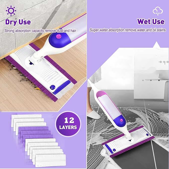 60 Pack Disposable Power Mop Pad Refills, Compatible with Swiffer Power Mop Refills, Thickened Multi-Surface Replacements for Swiffer Wet Pads Refill on All Finished Floors