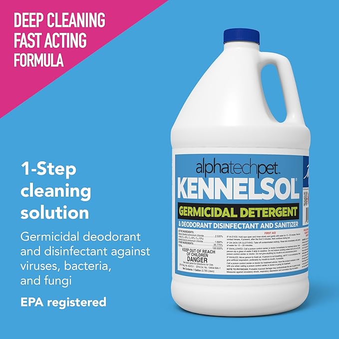KennelSol Dog Crate Cleaner & Disinfectant for Kennels, Cages, Floors, Litter Boxes & Hard Surfaces | EPA-Registered, Kills Bacteria & Viruses, Parvo Disinfectant | 128 Fl Oz - 4 Count