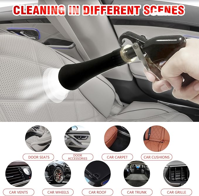 High Pressure Car Interior Spraying Washing Gun with 2 Set Nozzle Sprayer Connector Air Pulse Car Washing Equipment Tool (Upgrade-Dust blow gun)