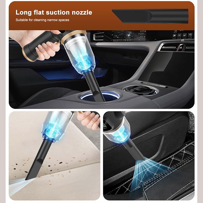 Portable Electric Air Duster, Cordless Mini Air Blower, Rechargeable Handheld Car Dust Vacuum Cleaner Multi Nozzles for Keyboard, PC, Car, Home, Outdoor Cleaning