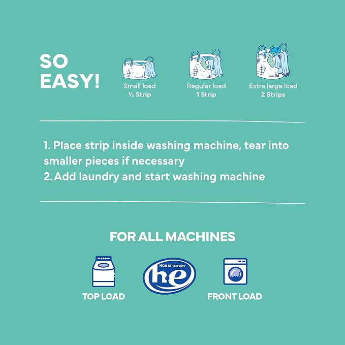 Tru Earth Compact Dry Laundry Detergent - Up to 128 Loads (64 Sheets) - Paraben-Free - Original Eco-Strip Liquidless Detergent, Travel | Packaging May Vary