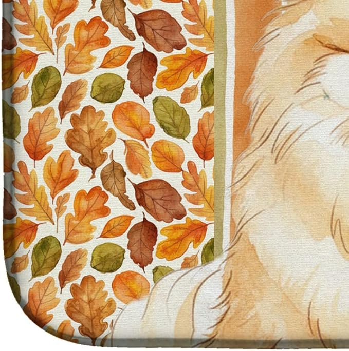 Caroline's Treasures Cream Pomeranian Heirloom Fall Dish Drying Mat Absorbent Dish Drying Mat Pad for Kitchen Counter Dish Drainer Mat for Countertop, 14 x 21", Multicolor