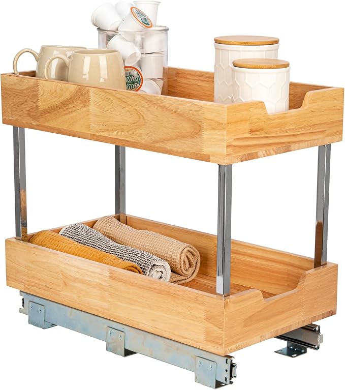 Household Essentials GLIDEZ Wood 2-Tier Sliding Cabinet Organizer: 11.5-inch Wide