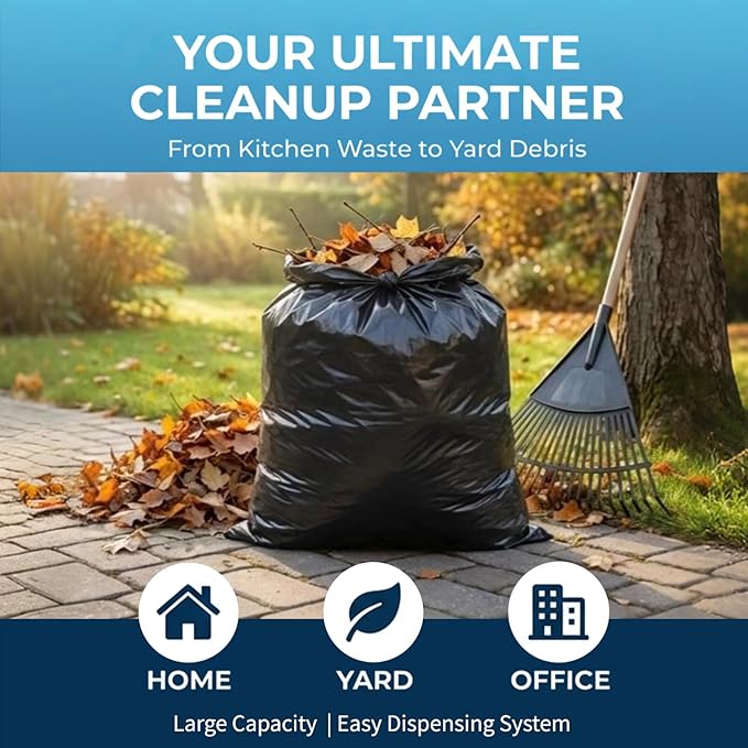 25-30 Gallon Trash Bags Black 120 Count - 31.5" x 35.4" Large Kitchen Garbage Bags, 20+ Gallon Trash Can Liners Unscented, Multipurpose for Home, Office, Daily Household Use
