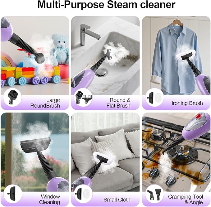 Steam Mop Cleaner with Detachable Handheld Steamer, 13.5 oz Tank, 20FT Cord, Fast Heat-Up, 10-in-1 Multi-Surface Cleaning for Floors, Tiles & Grout