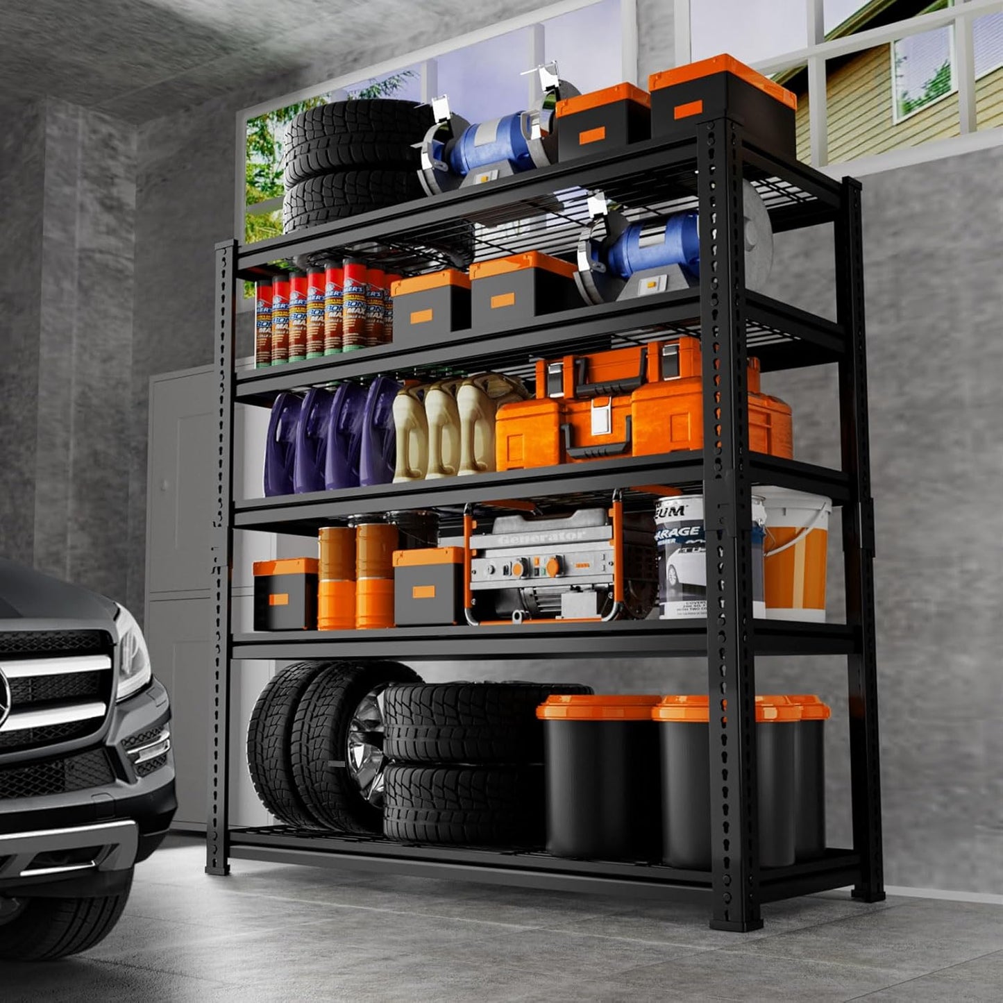 Storage Shelves Heavy Duty, 3 PCS 36"L x 16"W x 72"H Garage Wire Shelving Unit Loads 2400LBS, 5-tier Adjustable Metal Industrial Utility Shelf Rack for Kitchen, Laundry, Pantry, Warehouse, Basement