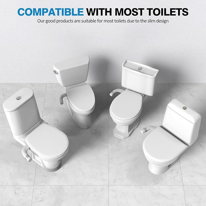Non-Electric Bidet Dual Mode Bidet Attachment for Toilet, Ultra Slim Rotary Switch Retractable Nozzles for Rear & Feminine Cold Water Wash, Adjustable Water Pressure, Stainless Steel Inlet