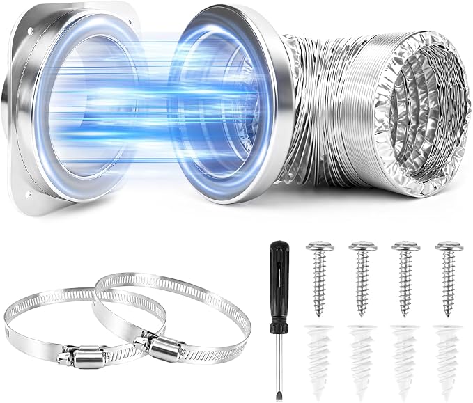 Magnetic Dryer Vent Coupling – Easy Quick Connect & Disconnect Hose Kit with Strong Magnet,Airtight Seal & Self-Alignment Design–Easy Installation & Cleaning-Included a 2.9ft 4" Duct & 2 Clamps
