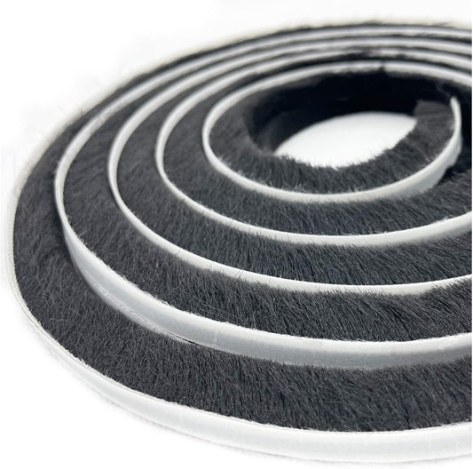 32ft Door Weather Stripping Door Seal Strip Brush for Sliding Windows/Doors Frame (32ft x11/32 Backing x 9/16 Brush inch, Black)