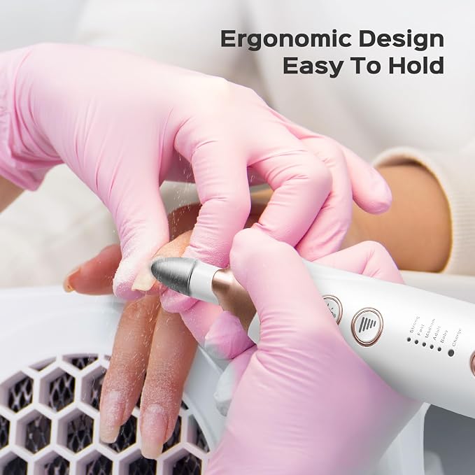 COSLUS C43 Professional Manicure Pedicure Kit, 5-in-1 Electric Nail File for Toenail Hand Feet, Basic & Thick Nails Care, Cordless, 5 Speeds, for Men Women Seniors Home Salon, Standard Grinder, White