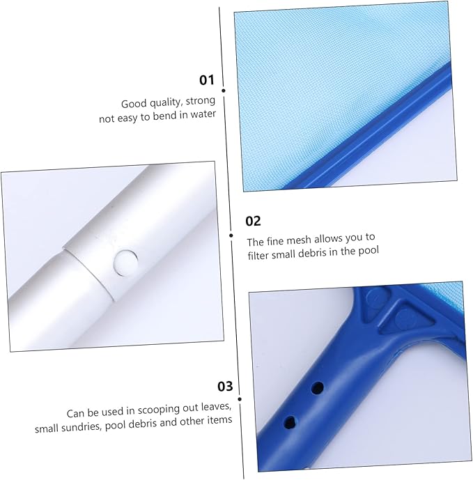 LIOOBO 2sets Telescopic Pool Leaf Cleaning Net Fine Mesh Rake Lightweight and Easy to Use for Removing Debris and Leaves from Swimming Pools Including Deep and Nets